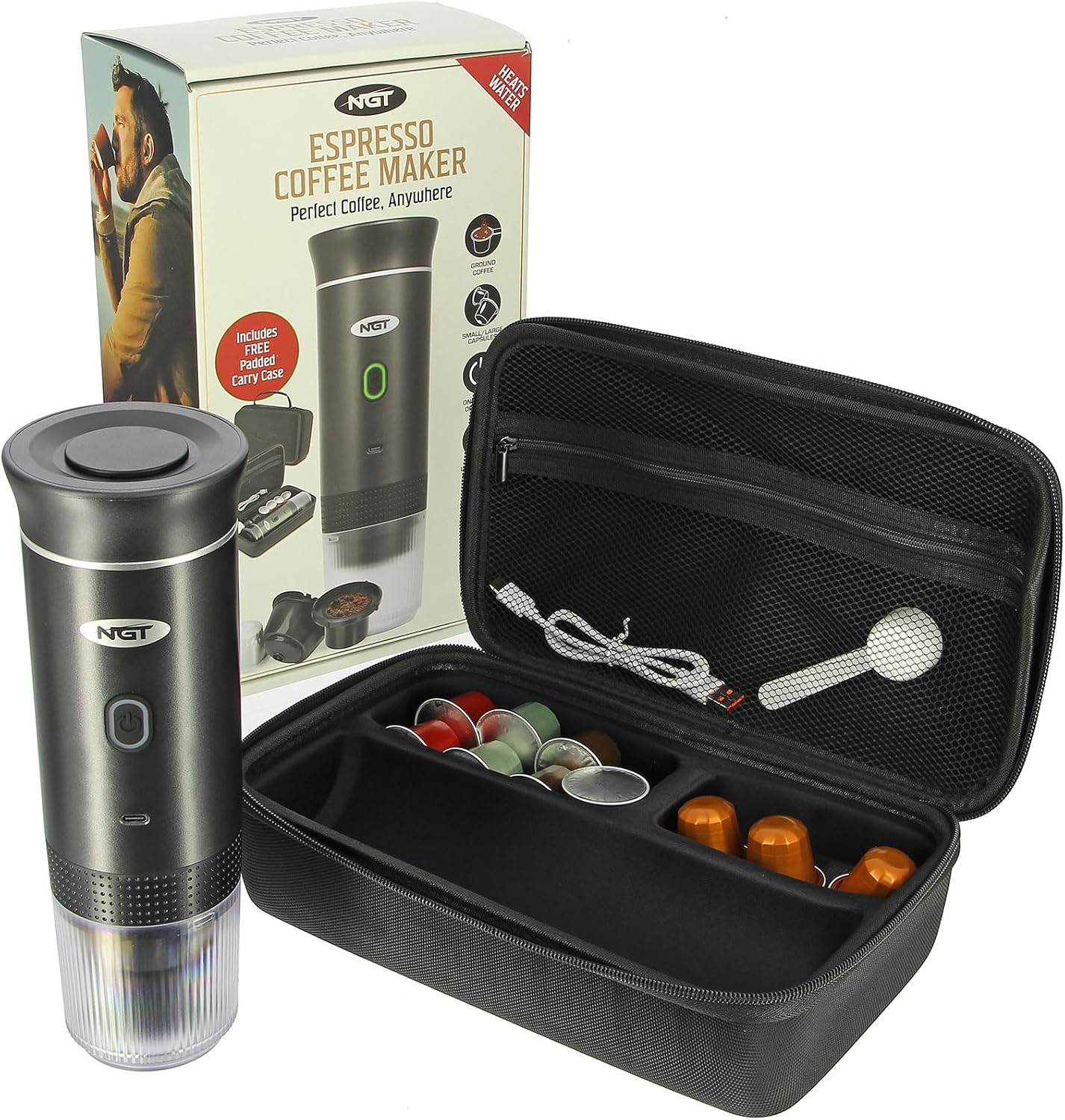 NGT 3-in-1 Portable Espresso Coffee Maker Self - Heating