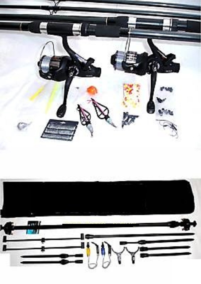 Carp Fishing Kit  2 X Rod / Reel + Rod Pod + Tackle