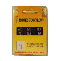 10 Barbless hooks tied to nylon