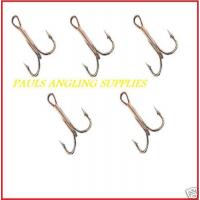 5 Fishing Treble Hooks Bronzed