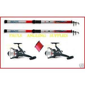 2 x Travel Beach Rods Reels and Line